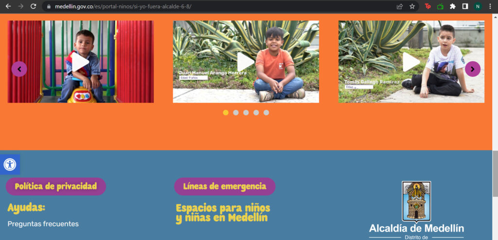 Sitio web de los niños