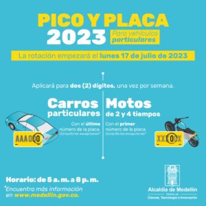 Información pico y placa segundo semestre 2023