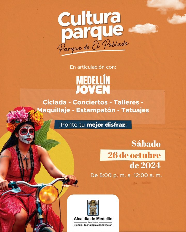 Cultura Parque llega este fin de semana con ciclada de disfraces, conciertos y tatuajes para los jóvenes de Medellín