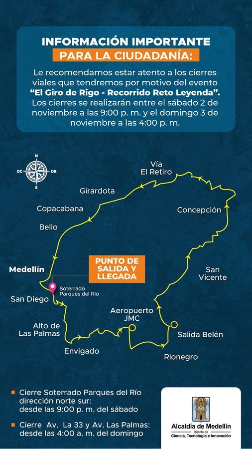 Alcaldía dispuso medidas de prevención vial y acompañamiento por “El Giro de Rigo” en Medellín Alcaldía dispuso medidas de prevención vial y acompañamiento por “El Giro de Rigo” en Medellín