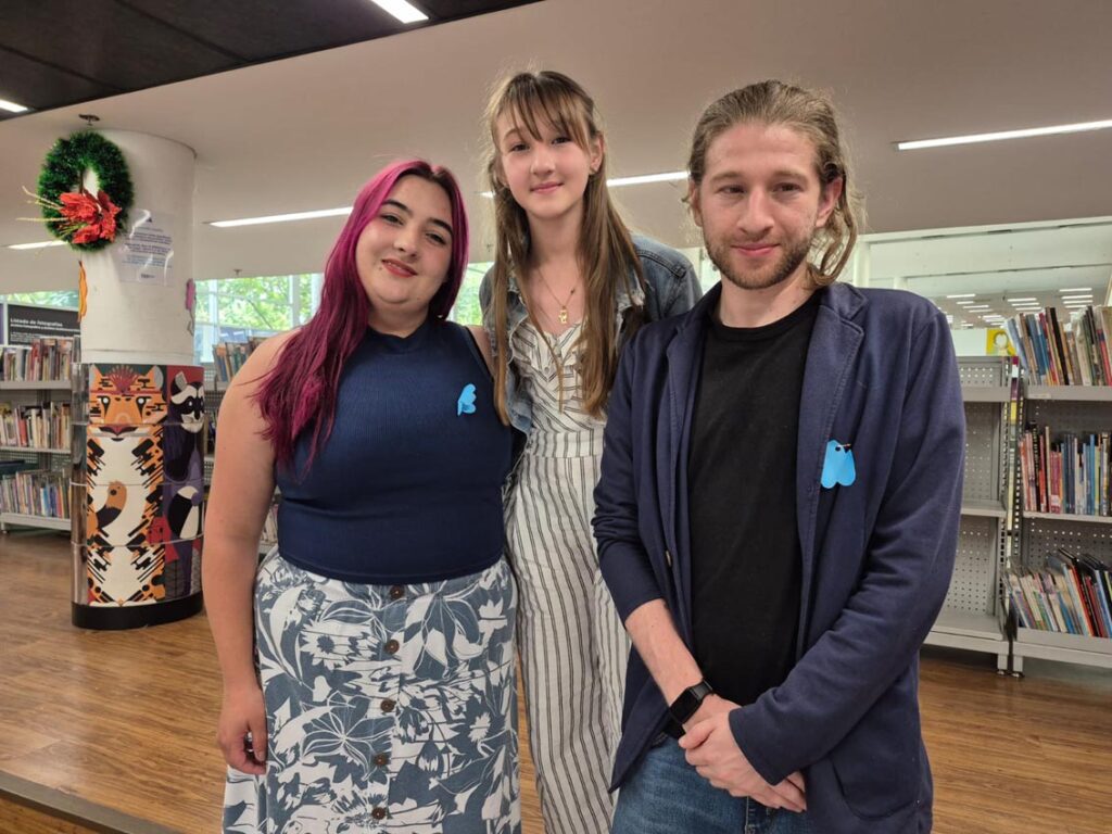 María Fernanda con sus padres.