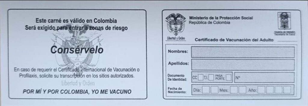 Carnet vacunación Fiebre Amarilla