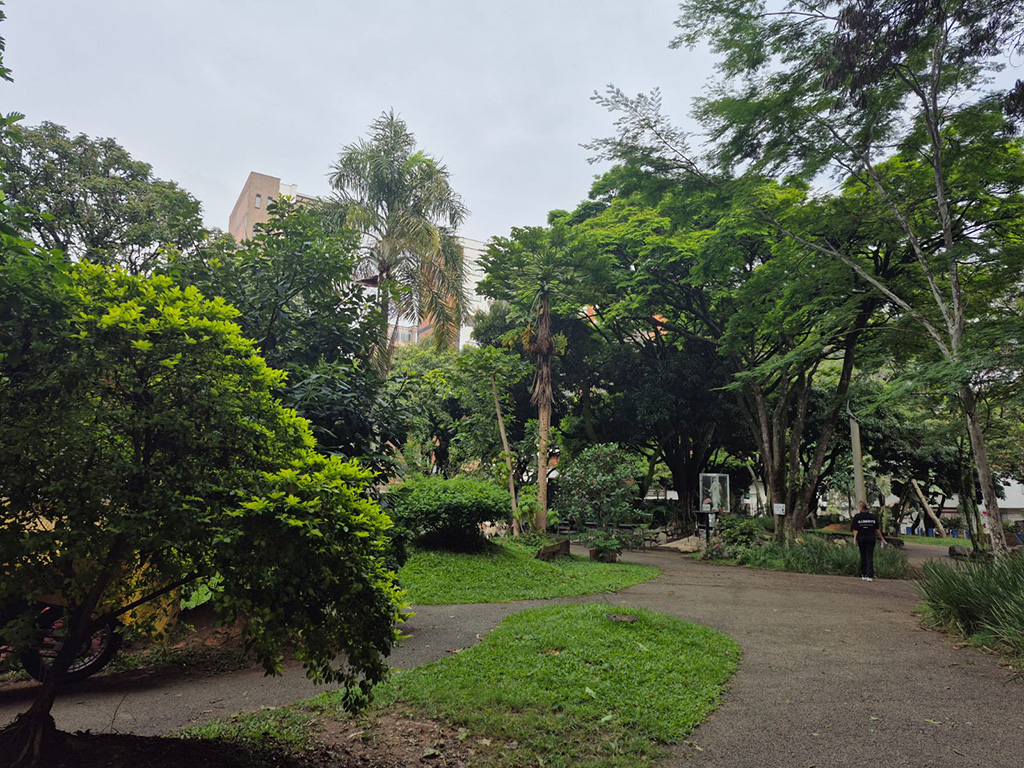 Imagen de parque con la Virgen