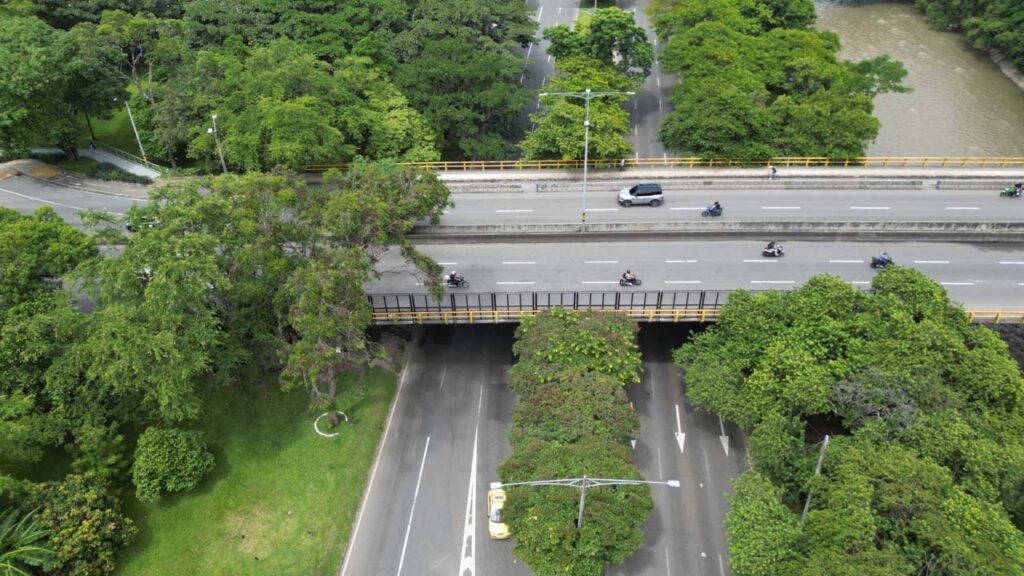 Imagen panorámica puente con mallas
