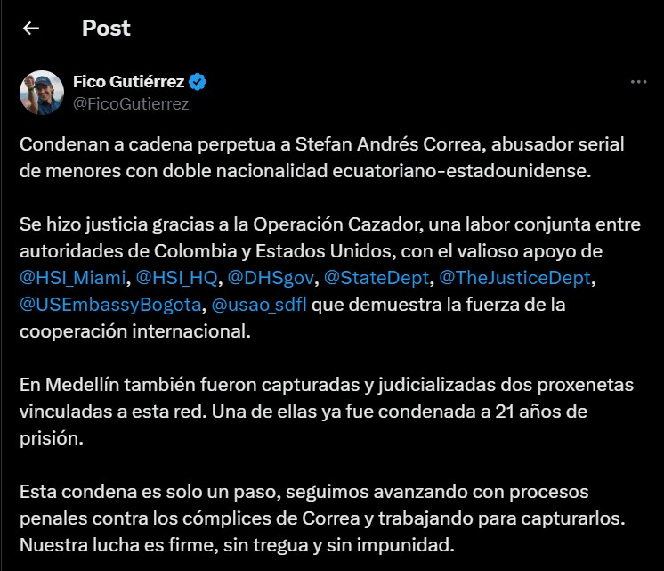 imagen cuenta de X Federico Gutiérrez