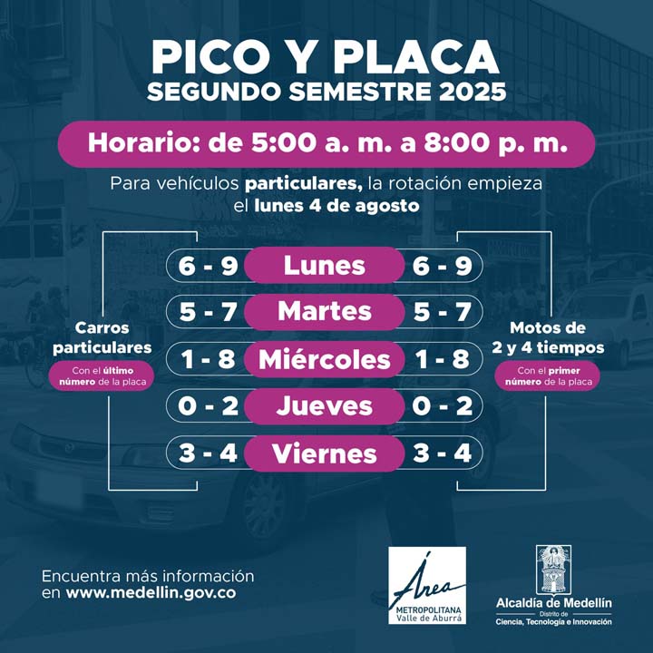 Imagen Pico y Placa segundo Semestre 2025