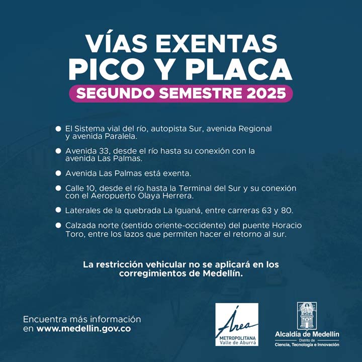 Imagen vías exentas Pico y Placa info