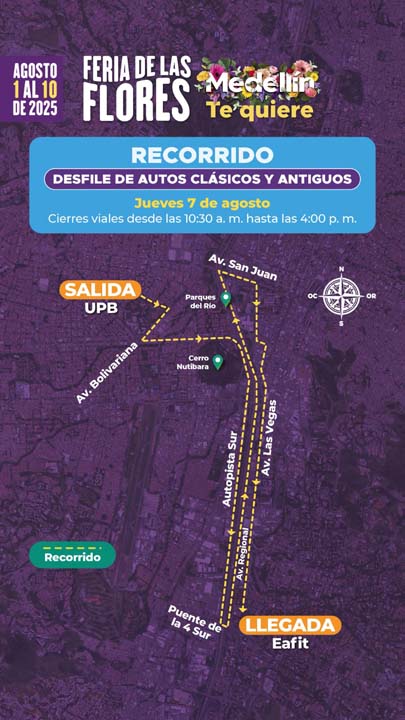 Imagen cierres viales desfile de autos