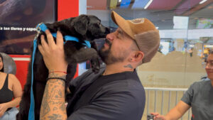 Imagen de hombre adoptante de perro