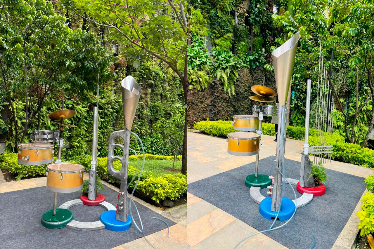 Imagen de escultura hecha con armas de fuego