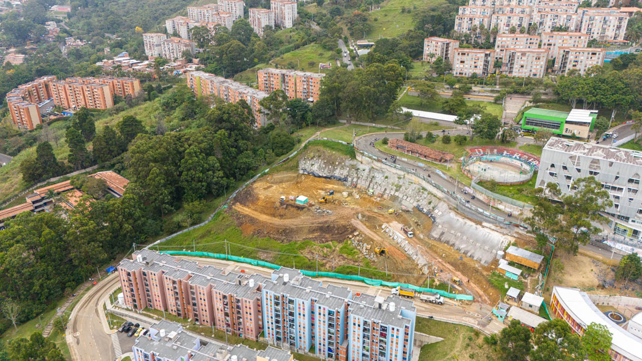Imagen panorámica de construcción de viviendas