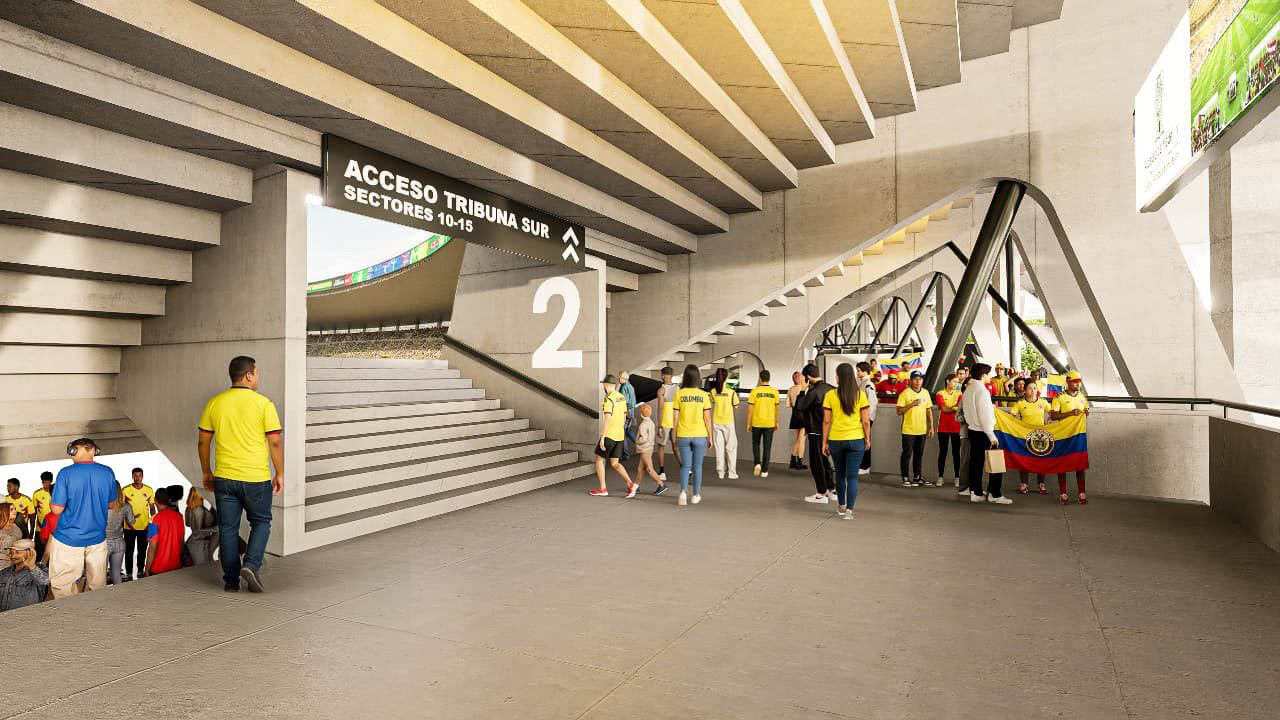 Render interior de renovación del Estadio Atanasio Girardot