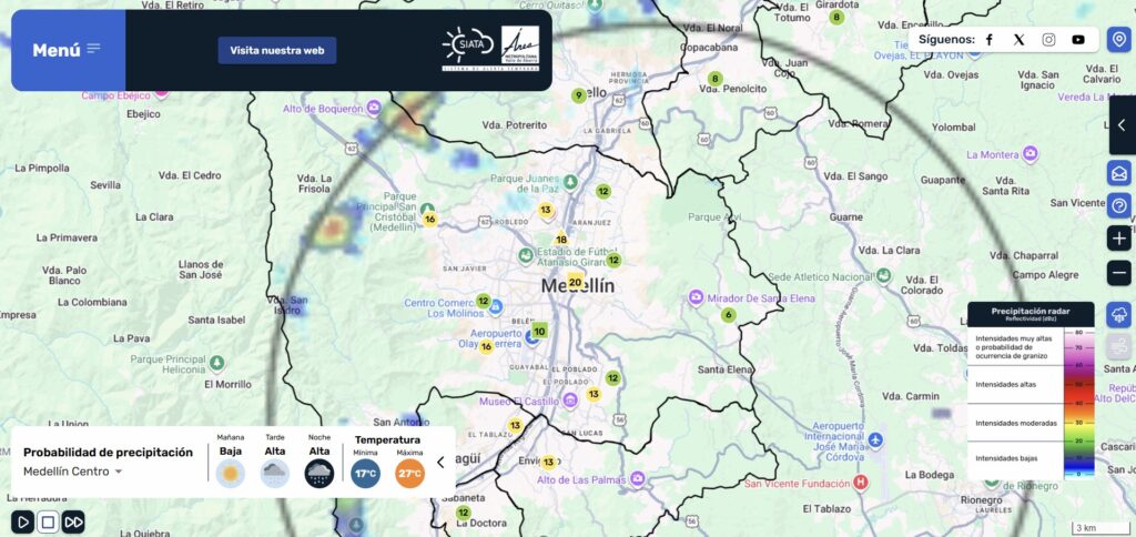 Imagen SIATA Medellín