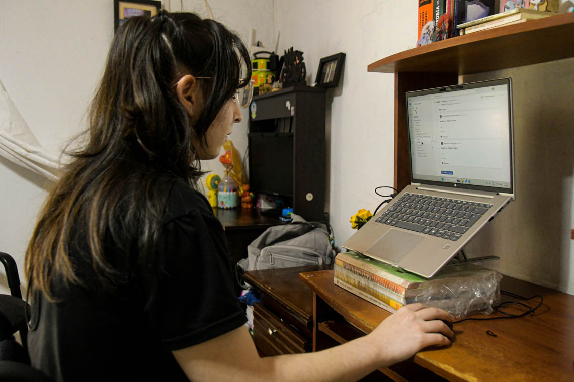 Imagen de una joven en el computador