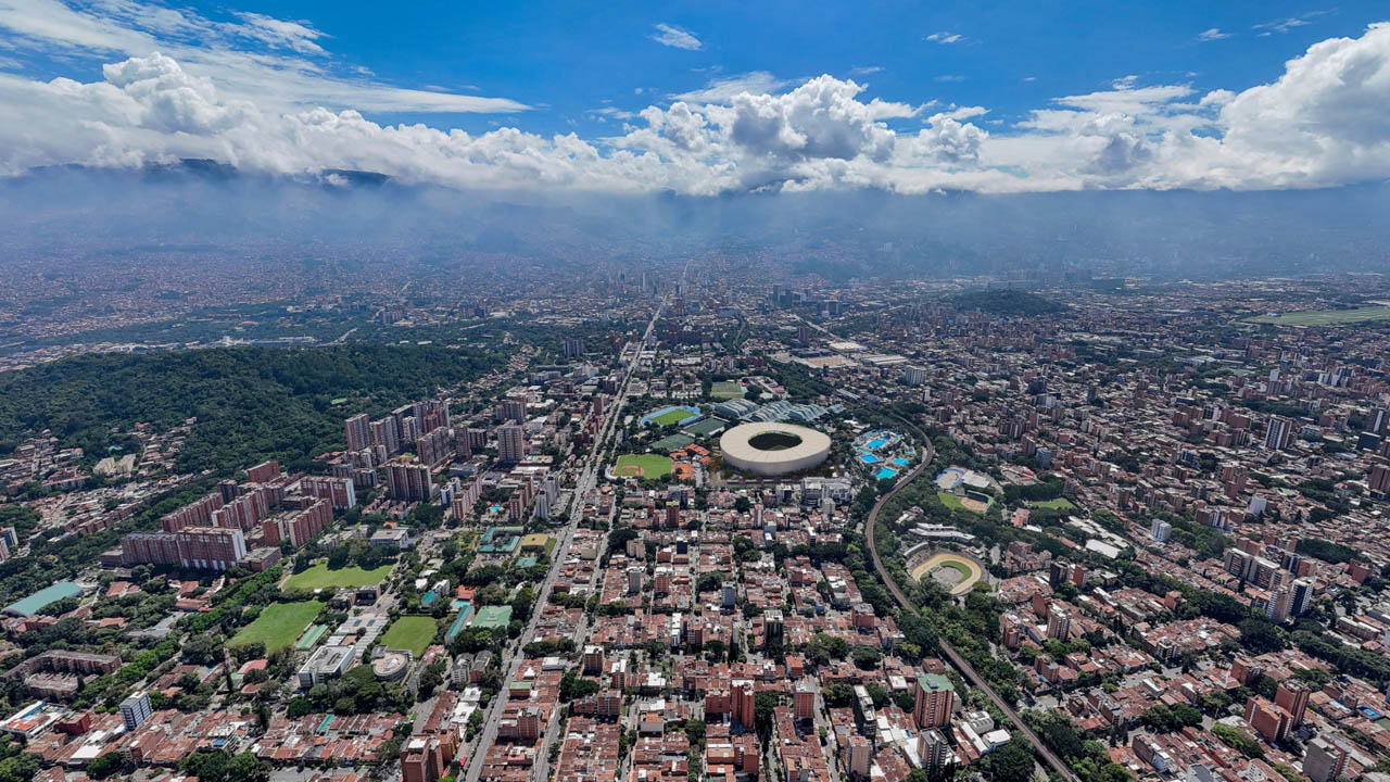Imagen panorámica de render estadio Atanasio Girardot