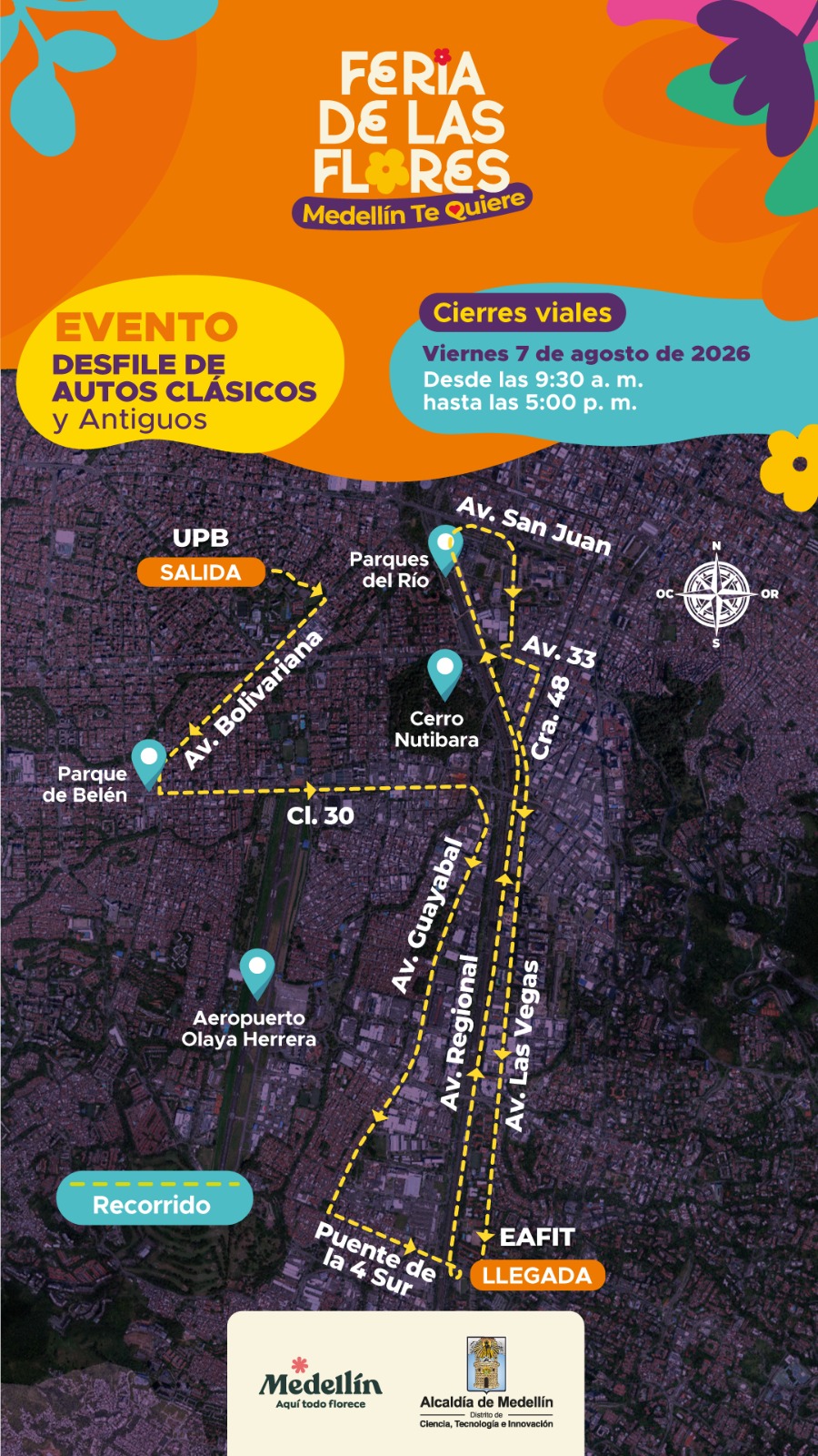Imagen de cierres viales por Desfile de Autos Clásicos