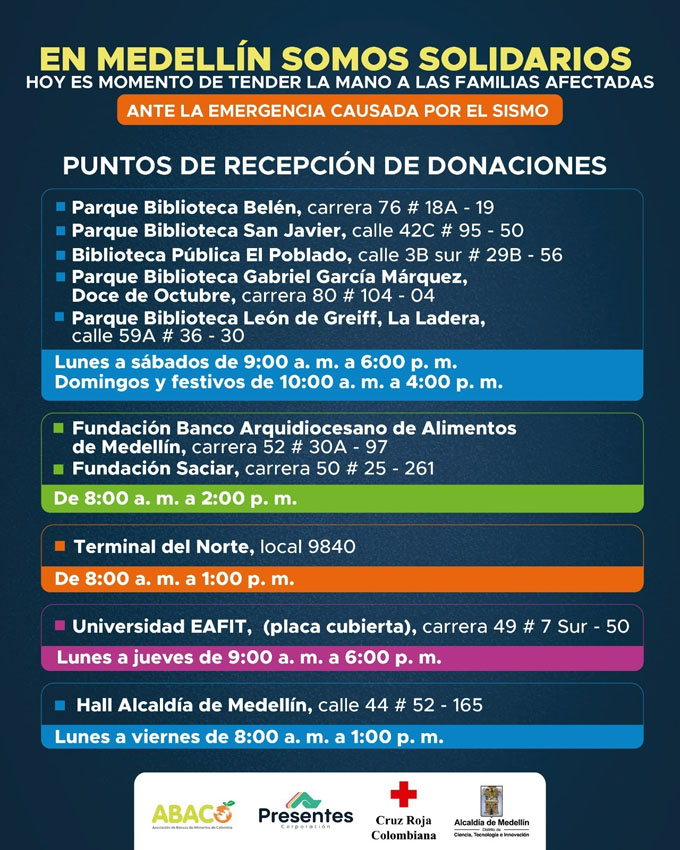 Imagen donaciones para enviar desde Medellín a las comunidades afectadas por el sismo (10)