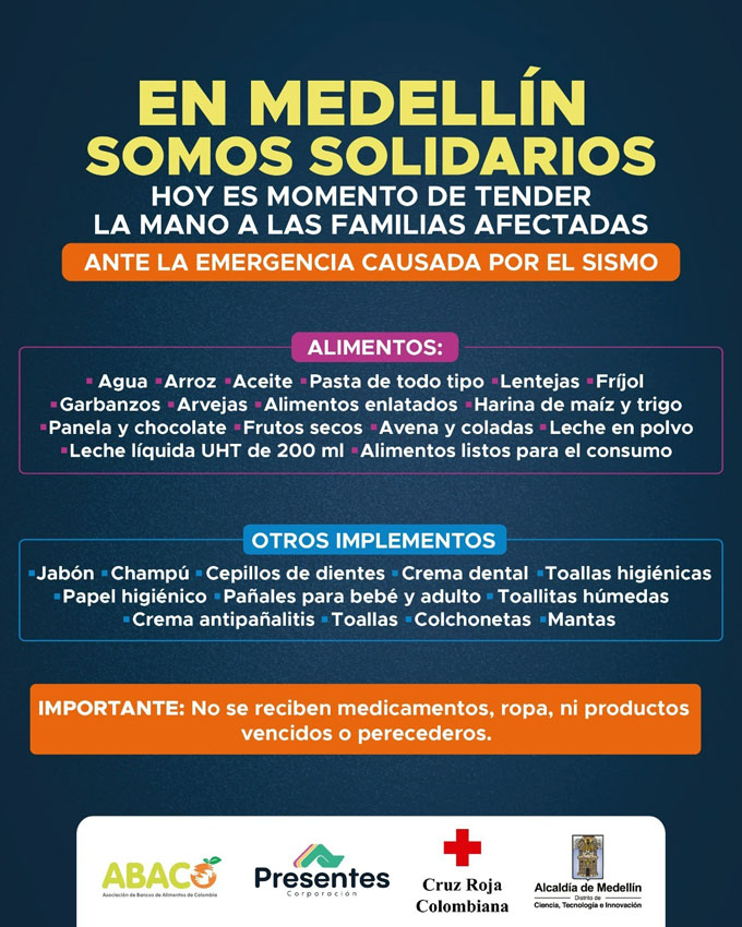 Imagen donaciones para enviar desde Medellín a las comunidades afectadas por el sismo (10)